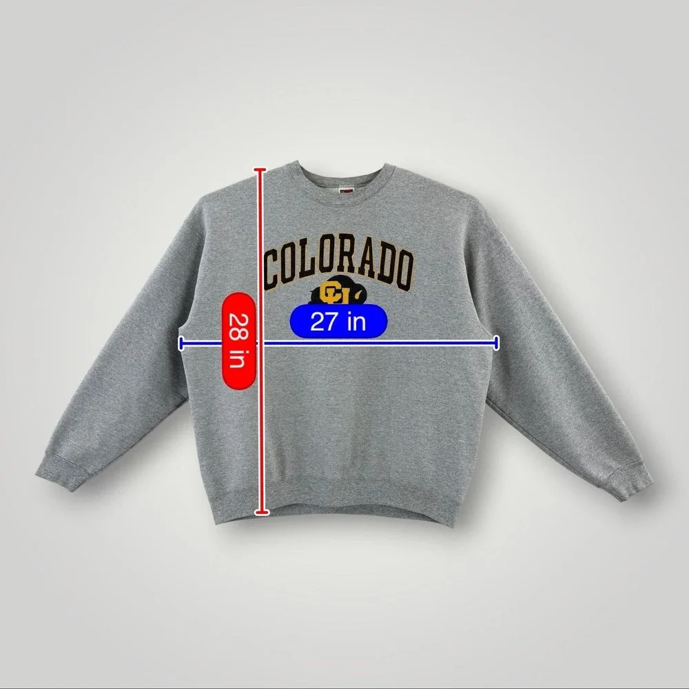 Colorado Buffaloes Sweatshirt Mens 2XL Gray NCAA Crewneck Fruit Of The Loom Y2K